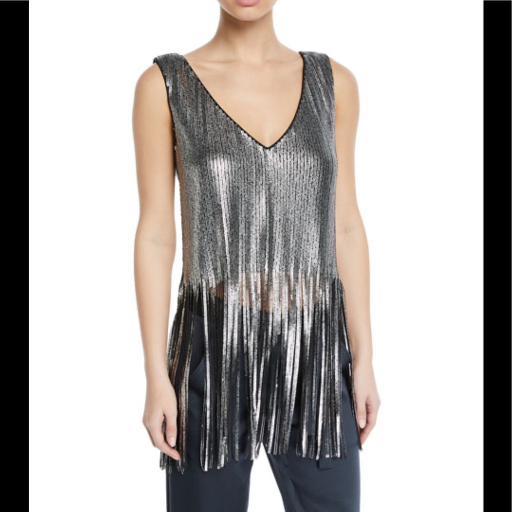 ⚡️SALE⚡️NWT Nanette Lepore Psychedelic Sequin Fringe Hem
